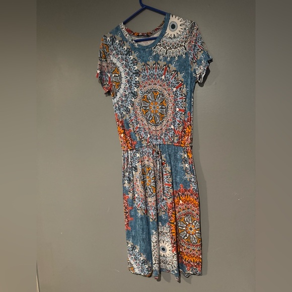 Blue and Orange Maxi Skirt‎ Set for Cocktail - Picture 3 of 10